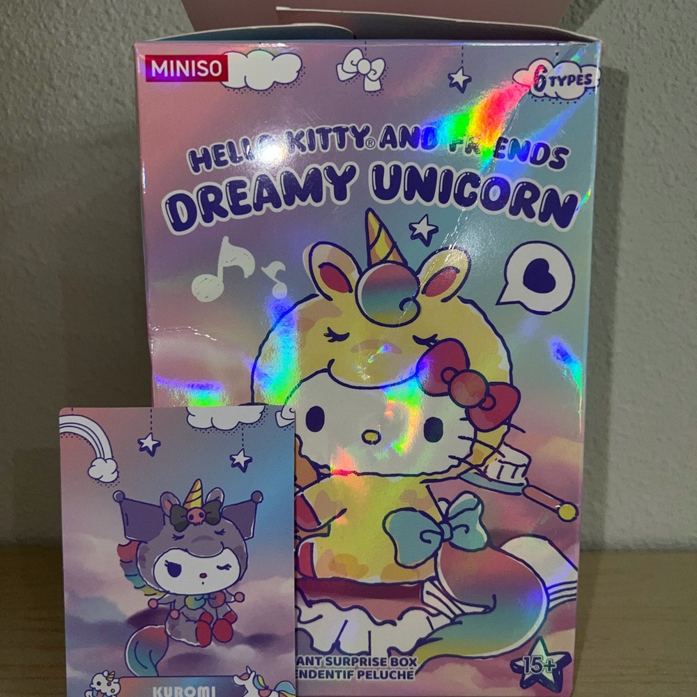 MINISO Hello Kitty Dreamy Unicorn Plush Keychain Pendant - KUROMI 1:6